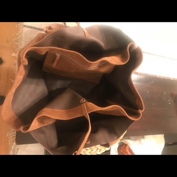 Theory Large Signature Tote Suede Bag in Cedar - Picture 2 of 6